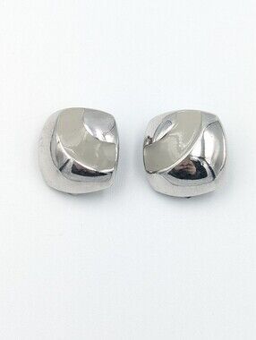 Vintage signed D'orlan silver tone and enamel clip on earrings